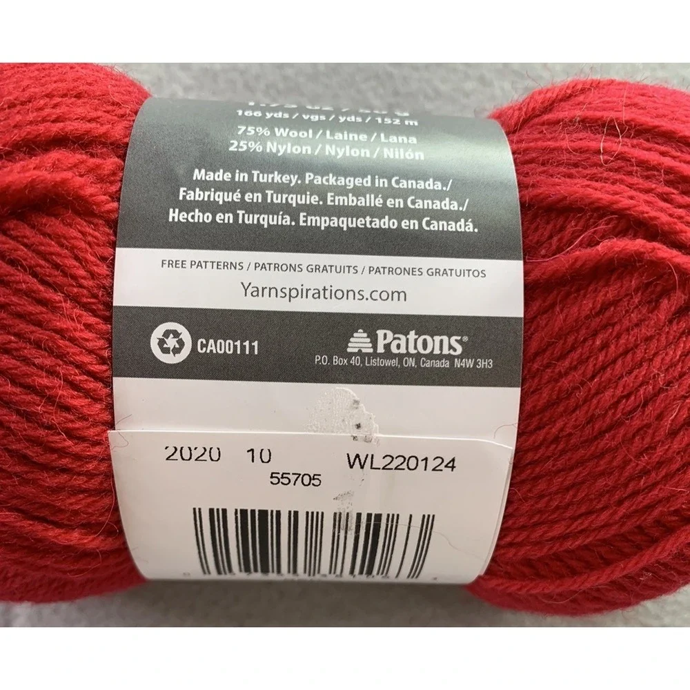 Yarnspirations Patons Kroy Socks Yarn Red NEW